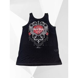 Hard Rock Cafe Rome Italy Tank Top S Couture Music Black V Strappy Back